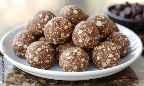 Maple Oatmeal Energy Bites with Peanut Butter, Generative AI