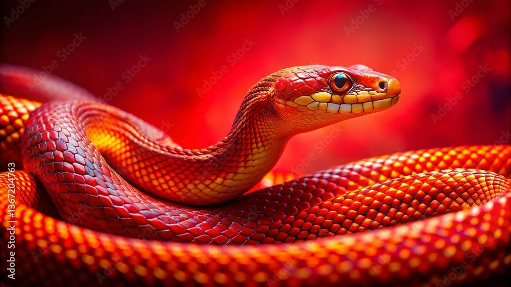 Fototapeta premium 2025 Chinese Zodiac Snake - Bold Red Background Candid Photo