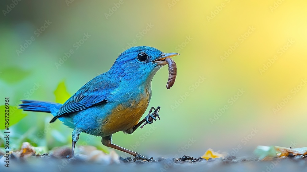 Blue Pitta Bird Carrying a Worm for Nesting Depicting Wildlife and Nature Photography in High-Res Blue Pitta Bird Carrying a Worm for Nesting Depicting Wildlife and Nature Photography in High-Res
