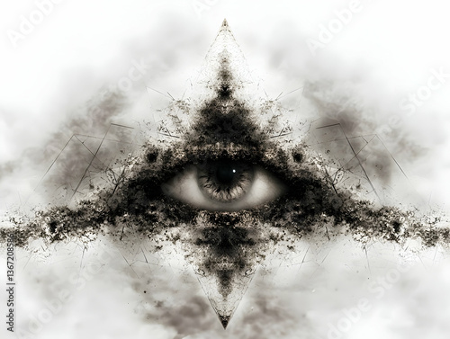 All-Seeing Eye in Dark Abstract Triangle