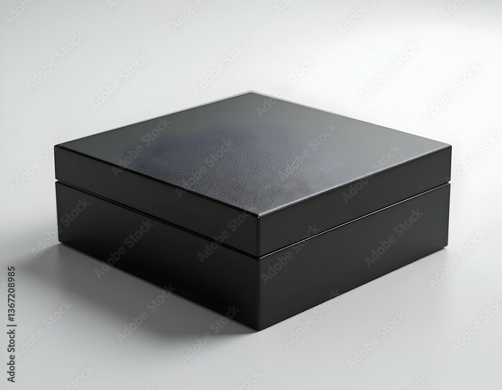 Close Up of Simple Black Box on Light Surface for Packaging Close Up of Simple Black Box on Light Surface for Packaging