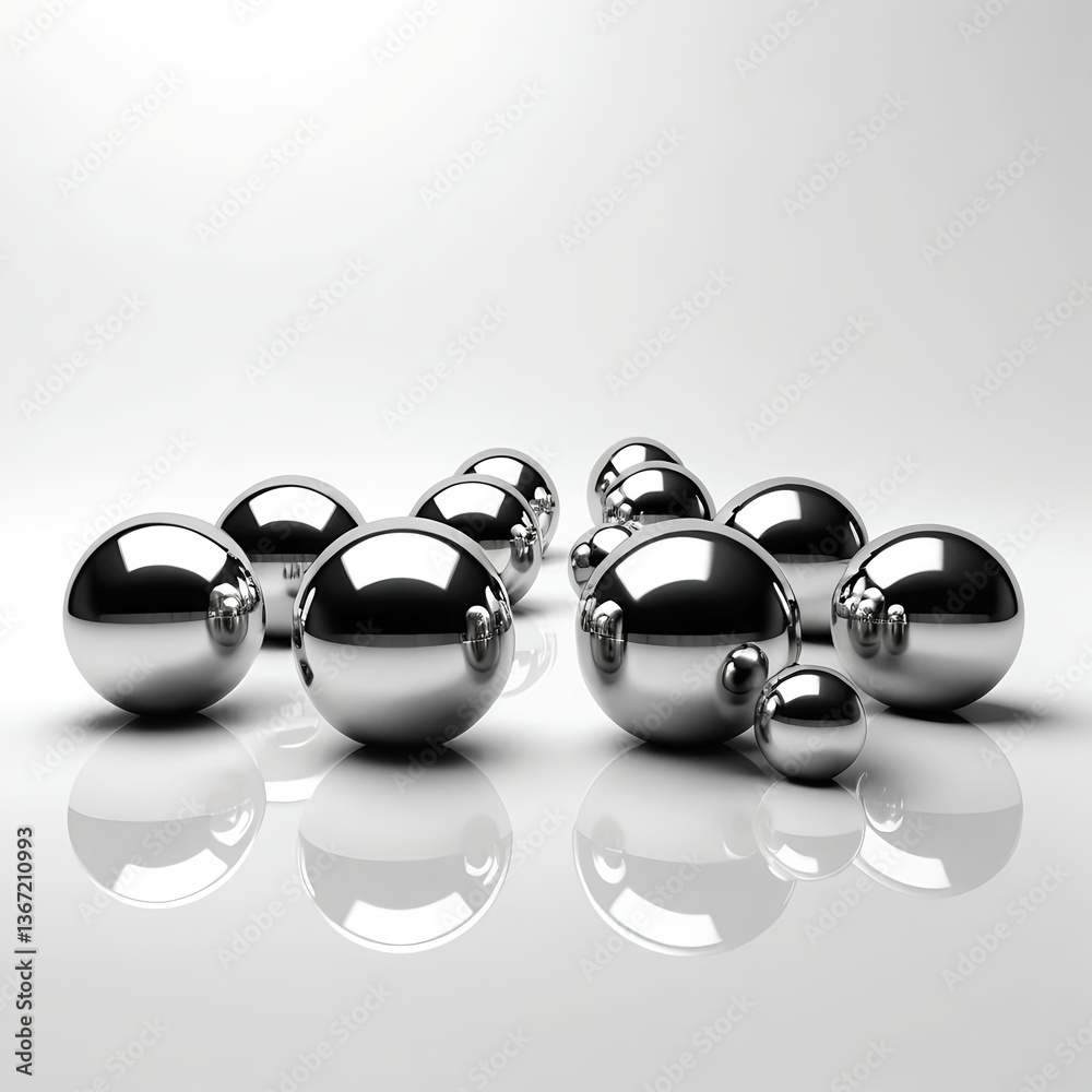 Chrome Balls, Abstract, Reflective Spheres Chrome Balls, Abstract, Reflective Spheres