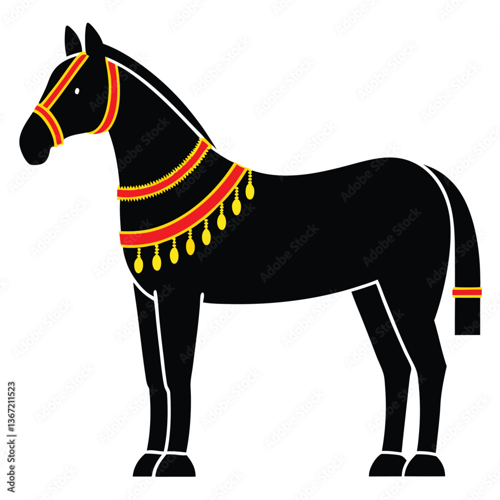 Obraz premium Royal Indian Baraat Horse Silhouette Wedding Theme