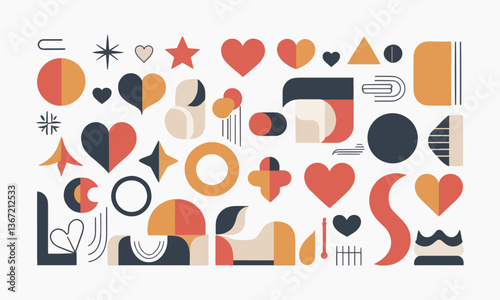 A modern vector-style illustration featuring a collection of abstract shapes, easily editable.