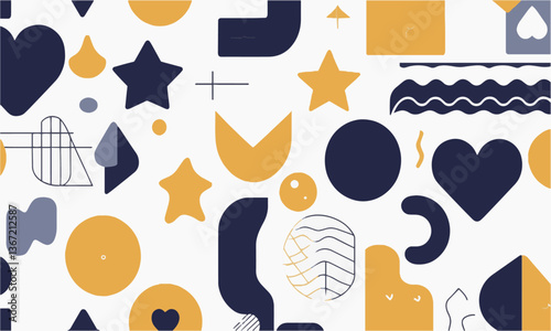 A modern vector-style illustration featuring a collection of abstract shapes, easily editable.