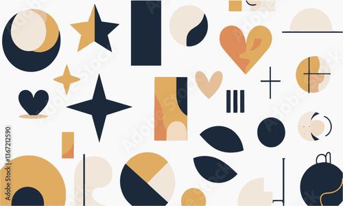 A modern vector-style illustration featuring a collection of abstract shapes, easily editable.