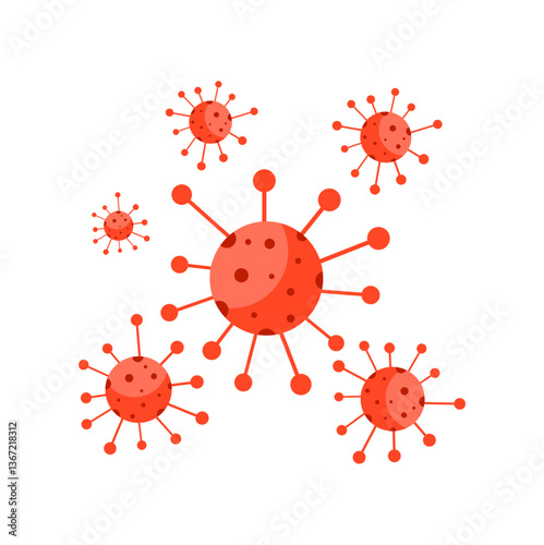 Viruses, germs and bacteria, microorganism types. Illness or disease microscopic cells and infection, microbes and antibodies. Dangerous pathogen, microbiology. Vector illustration