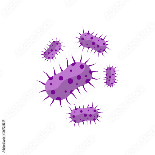 Viruses, germs and bacteria, microorganism types. Illness or disease microscopic cells and infection, microbes and antibodies. Dangerous pathogen, microbiology. Vector illustration