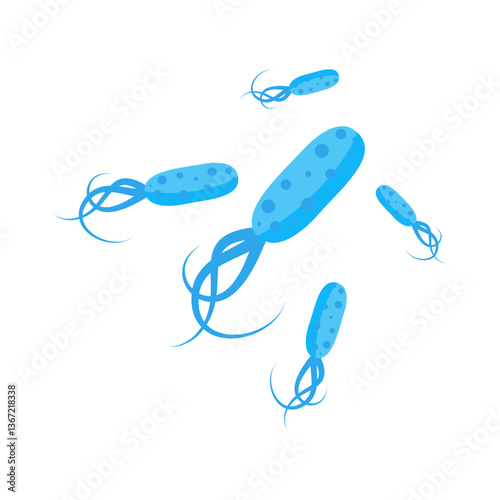 Viruses, germs and bacteria, microorganism types. Illness or disease microscopic cells and infection, microbes and antibodies. Dangerous pathogen, microbiology. Vector illustration