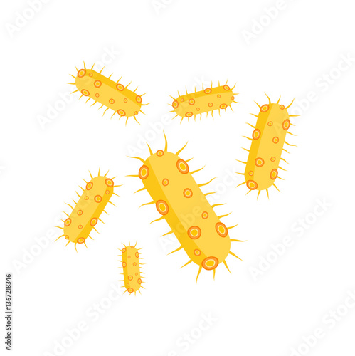 Viruses, germs and bacteria, microorganism types. Illness or disease microscopic cells and infection, microbes and antibodies. Dangerous pathogen, microbiology. Vector illustration