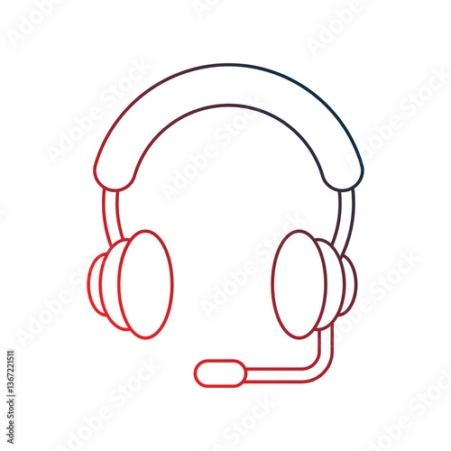 headset gradient outline icon with white background vector stock illustration