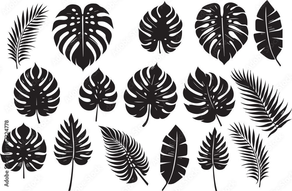Tropical leaf silhouette vector art illustration Tropical leaf silhouette vector art illustration