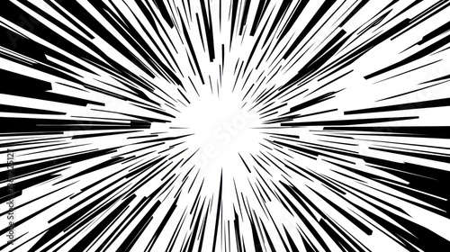 Monochrome Burst: Dynamic Abstract Background with Radial Lines Explosion