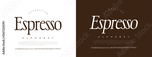 Espresso Modern Elegant Glamour Font Uppercase Lowercase Number and Symbol. Lettering Fashion Designs. Typography condensed serif fonts for design