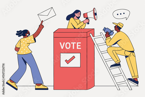 Hand Casting Ballot Into Vote Box - Election Voting Process with Checked Ballots and Paper Voting Forms