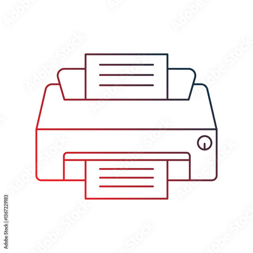 printer gradient outline icon with white background vector stock illustration