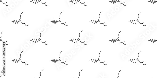 Minimalistic line art of faces with soundwave patterns on white background