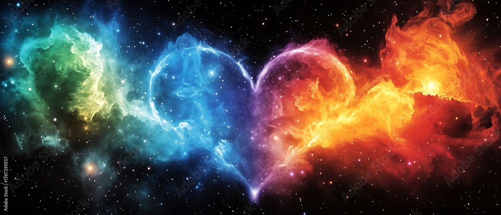Fototapeta premium Fiery cosmic heart nebula.
