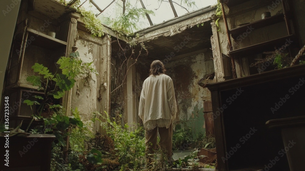 Fototapeta premium Abandoned House, overgrown interior