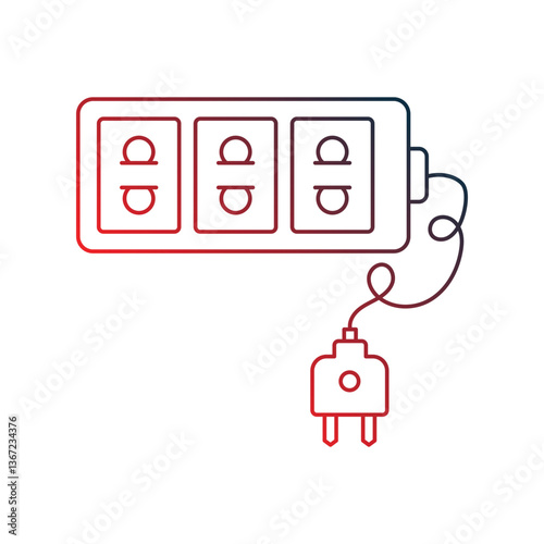 extension cord gradient outline icon with white background vector stock illustration