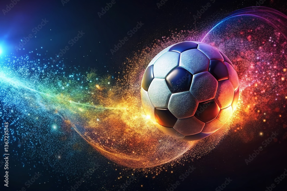 Fototapeta premium Abstract Soccer Ball: Glowing Particle Art on Dark Background