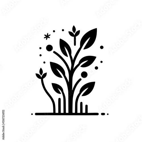 Monochromatic Botanical Illustration: Growth and Simplicity
