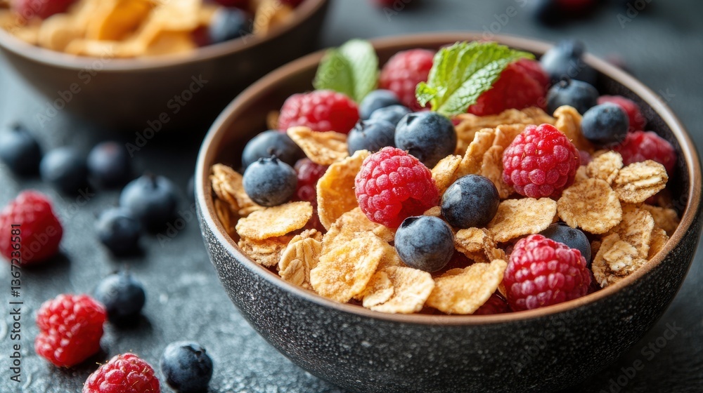 breakfast cereal with berries breakfast cereal with berries