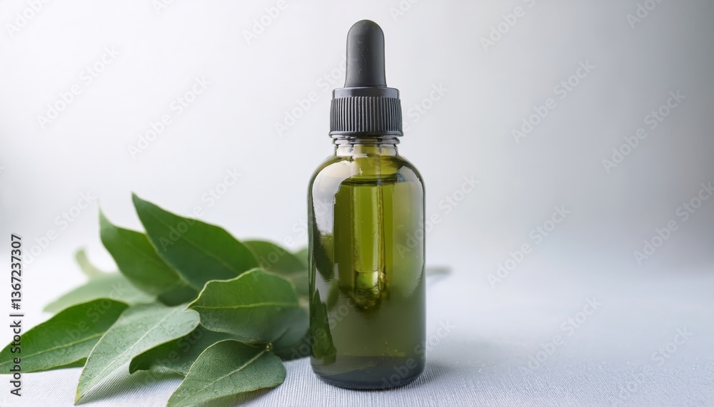 serum bottle and curry leaves mockup serum bottle and curry leaves mockup