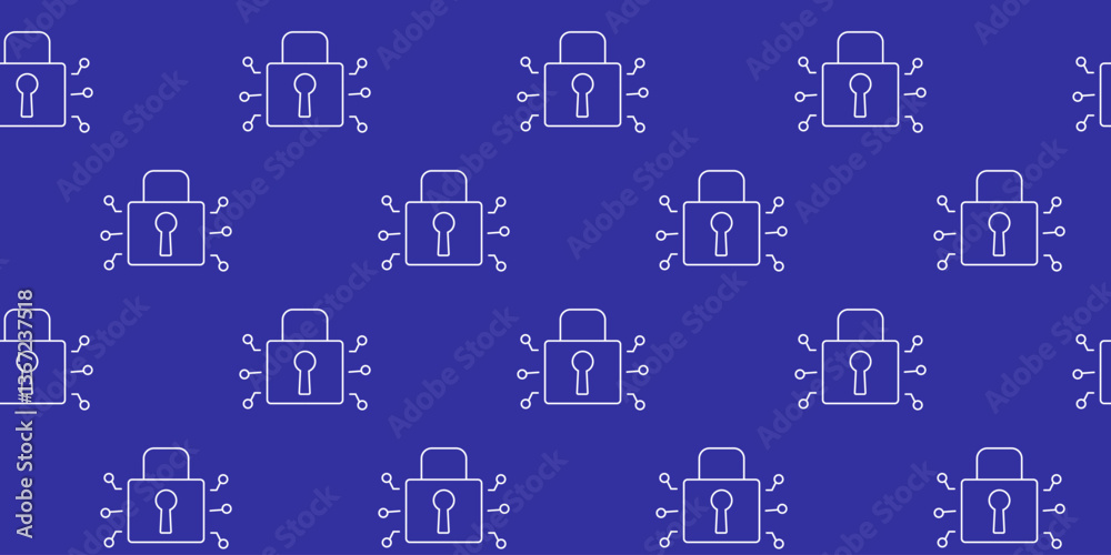Obraz premium Digital locks pattern on a blue background representing security and technology in design