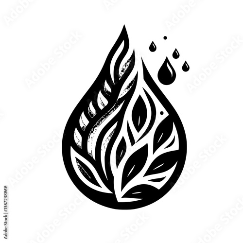 Abstract Waterdrop: Nature's Essence in Graphic Black and White