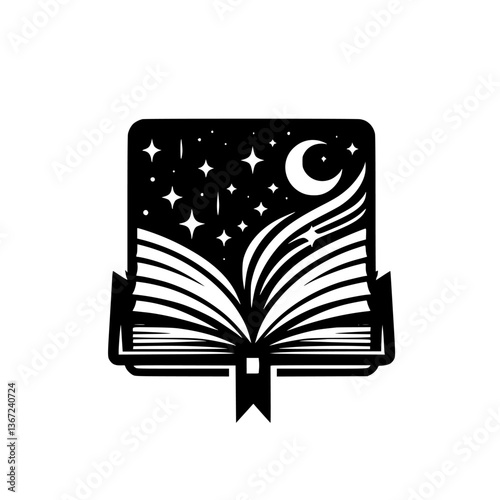 Celestial Storybook: A Nighttime Tale's Illustration