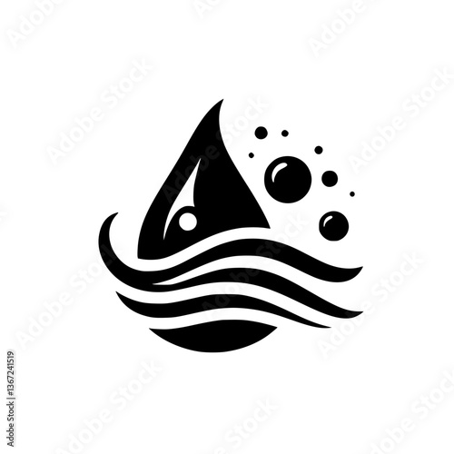 Aqueous Essence: Minimalist Water Drop Logo