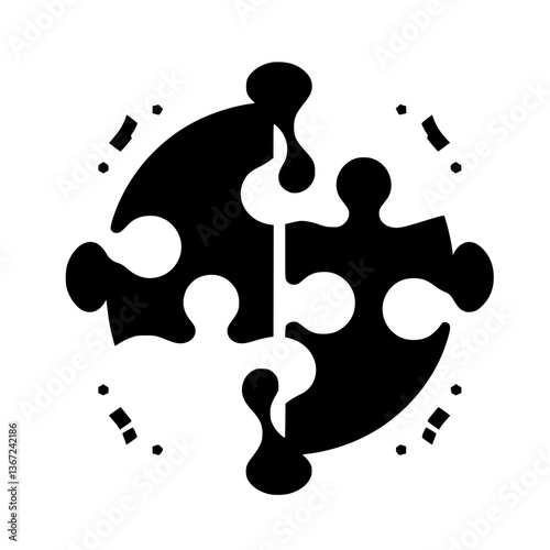 Interlocking Puzzle: Black & White Symbol of Collaboration & Unity