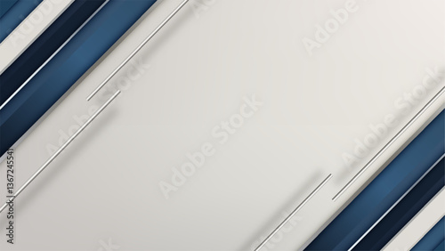 minimalist abstract blue white diagonal stripes with silver lines on clean white background modern design