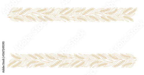 Elegant Wheat Border Frame - Line Art Vector
