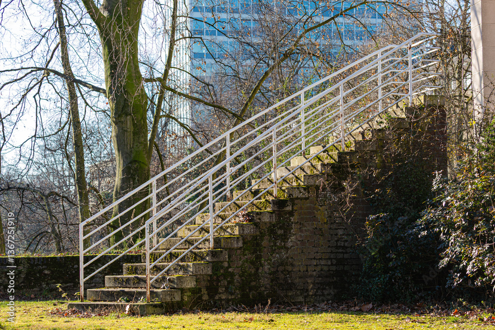 Stone stairs to nowhere in park