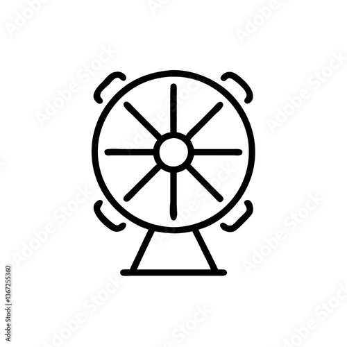 Wheel of Fortune icon in minimalist style, black and white design  
