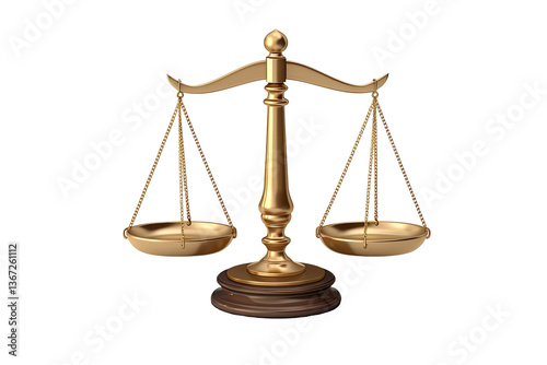Scale of justice 3D icon in cartoon plastic style minimal on transparent background