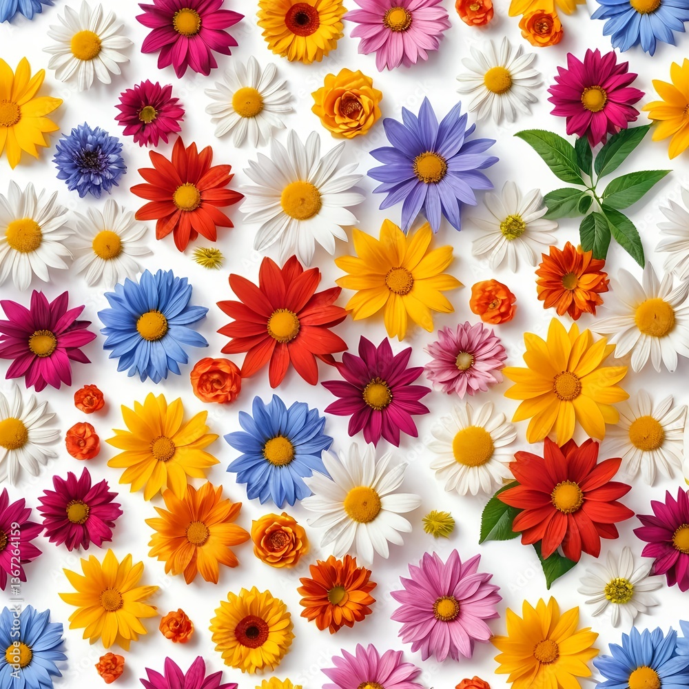 Fototapeta premium Colorful Summer Flower Flatlay