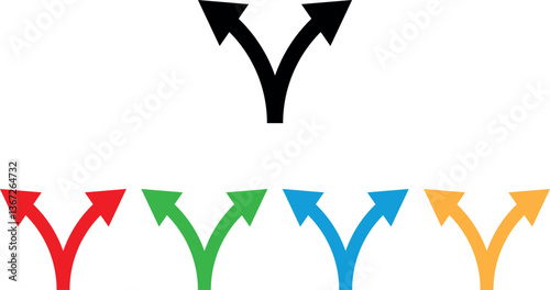 Colorful two way icon set in different colors . Two way direction arrows icon . Vector illustration