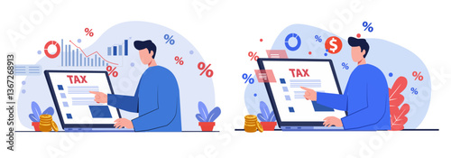 Online Tax Filing and Financial Calculation Concept