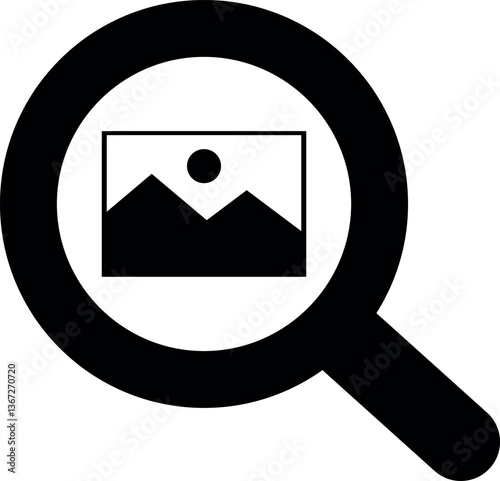 Finding photo icon . Image search icon . Find photo. Vector illustration