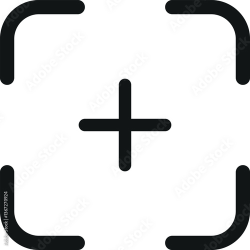 Focus icon . Target aim plus icon . Focus lens icon . Vector illustration