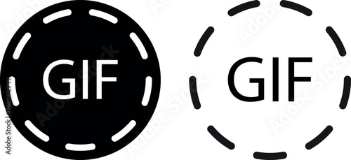 GIF icon set in two styles . Gif circle icon . Vector illustration