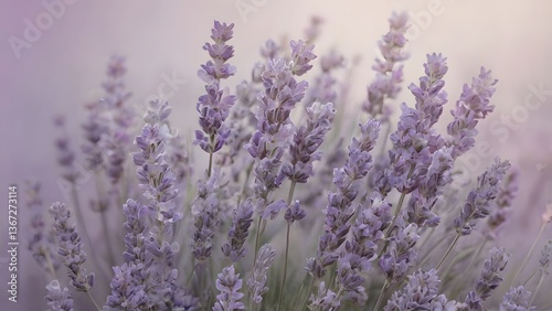 Soft Lavender Pastel Background with Floral Elements