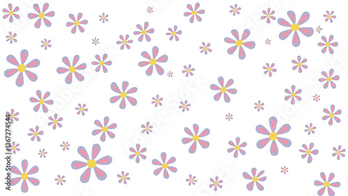 Pink and Purple Flower Blossom Pattern on Transparent  Background – Hand-Drawn Floral Design