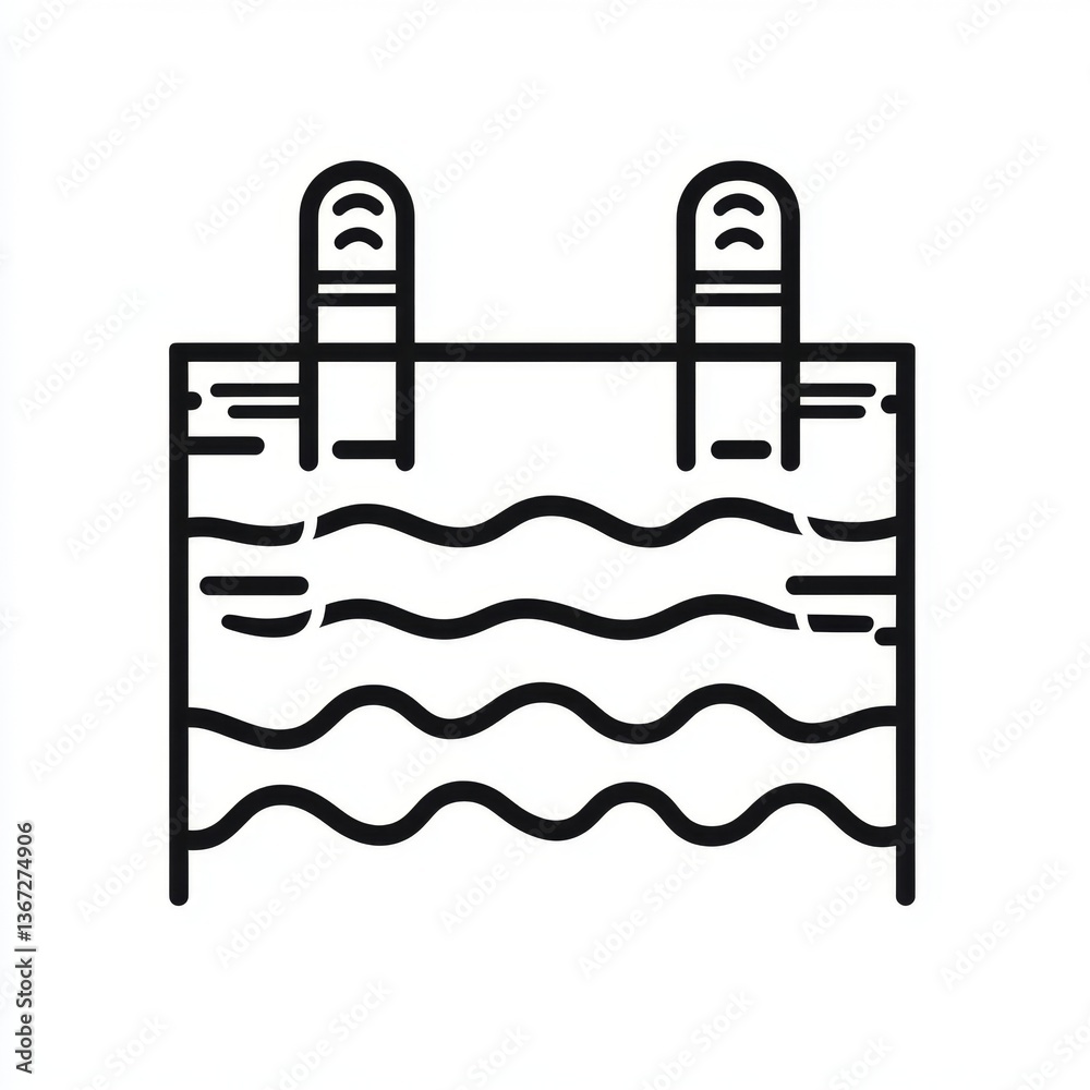Swimming pool with parallel ladders