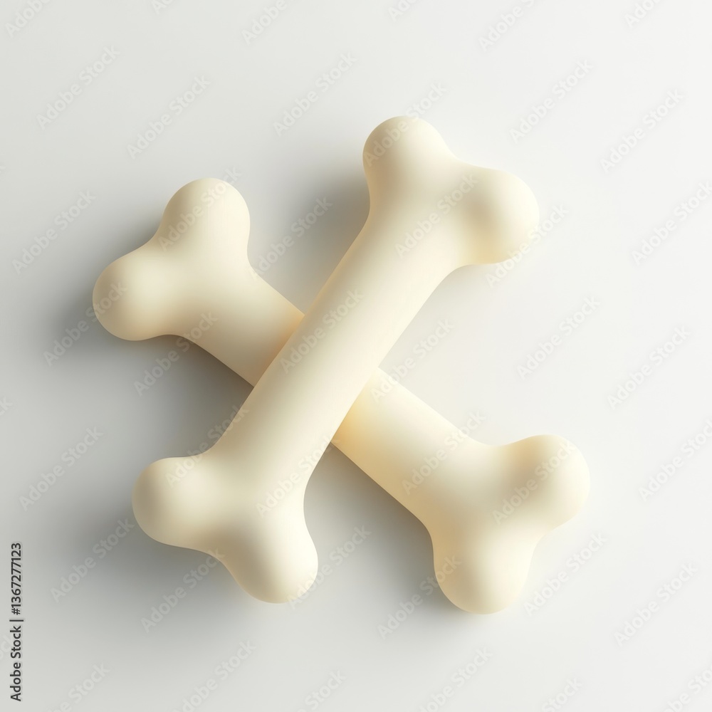 Obraz premium Two crossed bone shapes on a white background