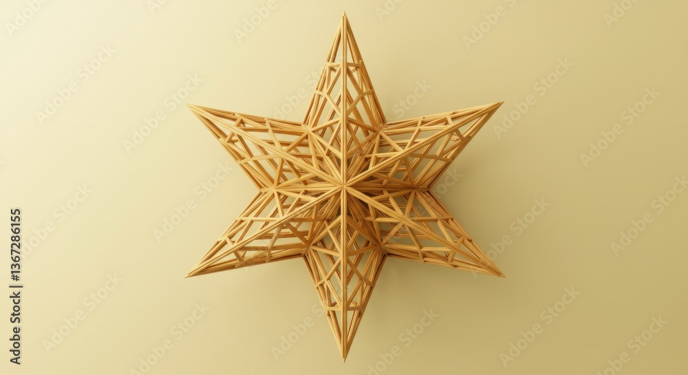 Fototapeta premium Intricate Golden Geometric Star 3D Render: A Study in Symmetry and Structure