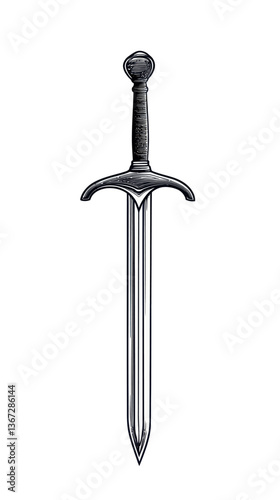Minimalist Black and White Sword Engraving Vector for Design Projects